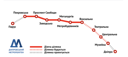 Метро Днепра на карте