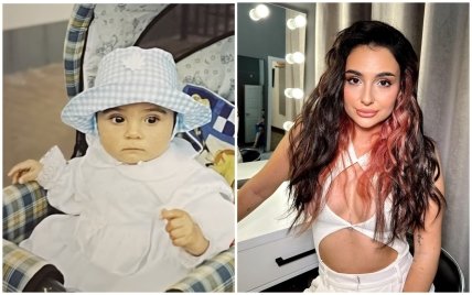 Анна Тринчер в детстве и сейчас