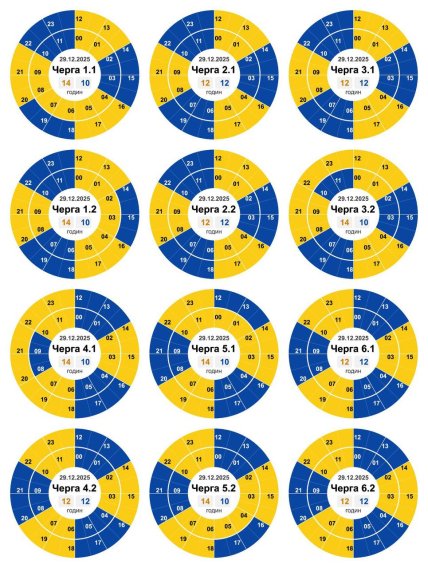 Графік відключення світла у Кропивницькому та Кіровоградській області 29.12.2025