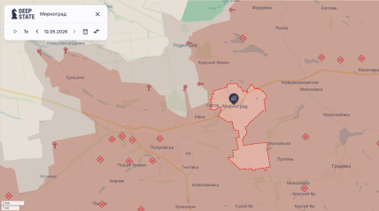 Мирноград на карті deepstate