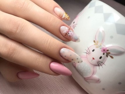 Манікюр із кроликом на Новий рік 2023