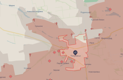 Ситуация на Покровском направлении на карте deepstate