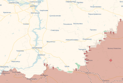 Карта, де йдуть бої в Запорізькій та Дніпропетровській областях 21.02.2026