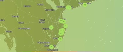 Мапа чистоти повітря в Одесі 19 жовтня