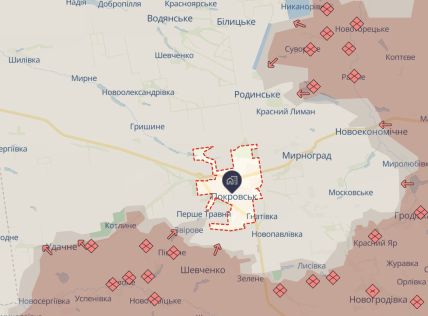 Покровськ на карті