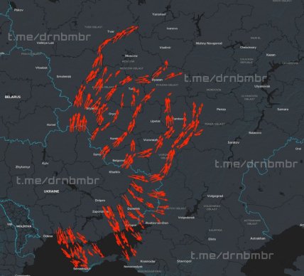 Дрони атакують Росію та тимчасово окуповані території - карта