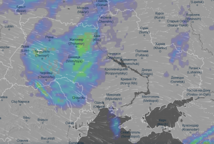 Карта осадков 24 августа, скрин