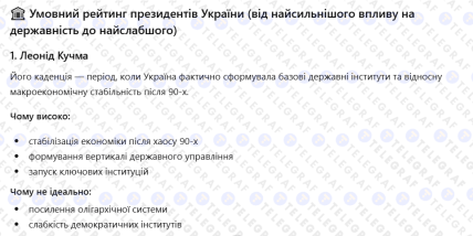 Кто лучший президент Украины - мнение ChatGPT