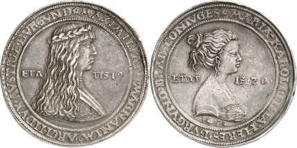 Свадебный гульдинер Максимилиана I Габсбурга и Марии Бургундской, датированный 1479 годом (на самом деле 1511 выпуска). Священная Римская империя. Монетный двор – Халл