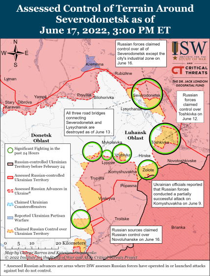 Карта бойових дій Сєверодонецьк 18 червня 2022