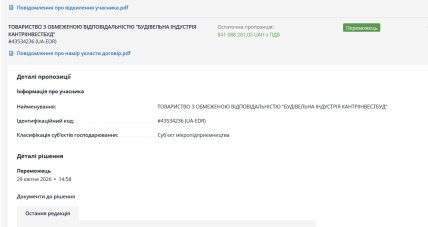 Вартість робіт знизилась. Скриншот