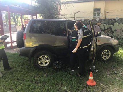 Авто, в котором было совершено покушение на Амина Окуева и Адама Осмаева