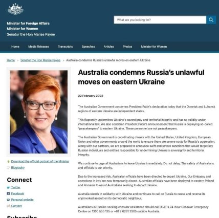 Австралия приняла решение о вывозе дипломатов из Киева