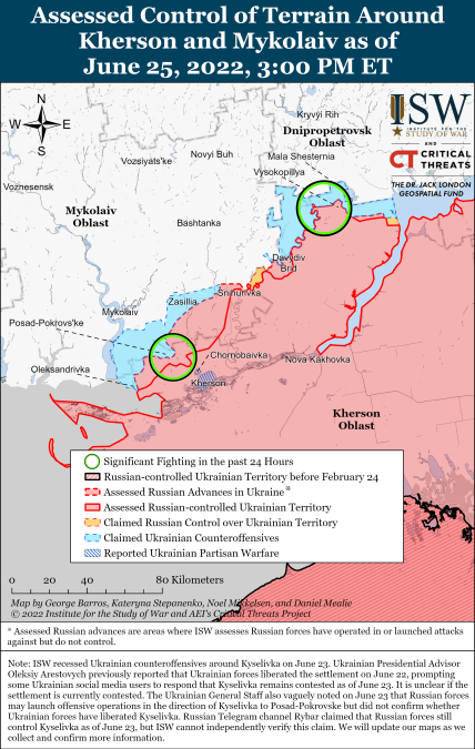 Карта бойових дій Херсонська область 26 червня