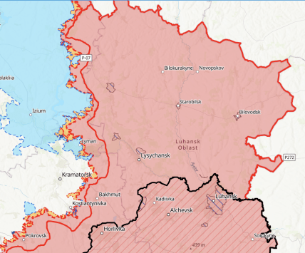 Луганская область на карте