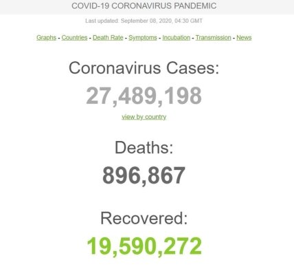 Статистика коронавируса на 8.09.2020