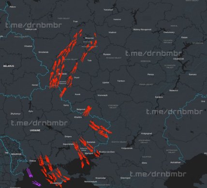 Дрони летять атакувати Росію 21 липня, карта
