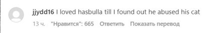 В сети раскритиковали Хасбика за насилие над котом