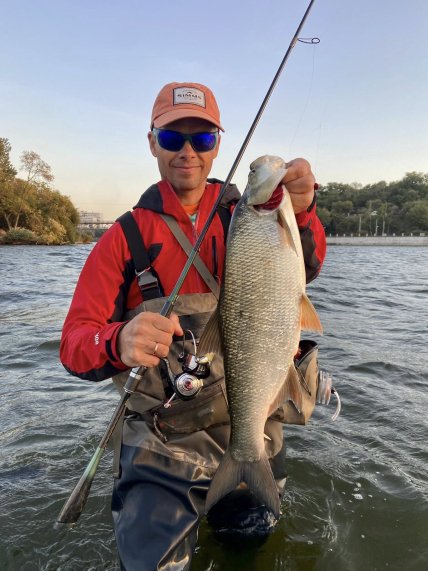 Рыбак поймал крупного жереха