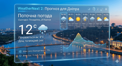 Пример прогноза погоды от WeatherNext 2