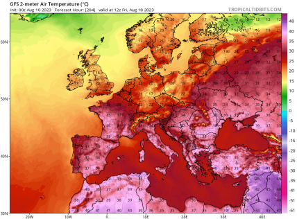Погода в Европе 18 августа 2023