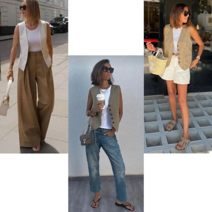 Как и с чем носить жилет летом 2023 - фото