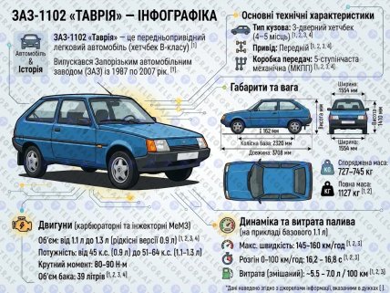 Які характеристики у машини Таврія