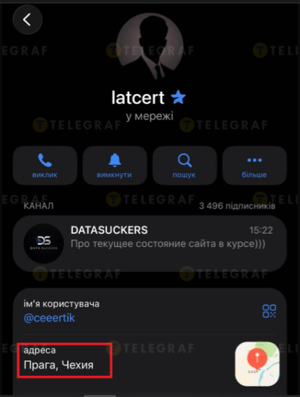 Геолокация Telegram-аккаунта