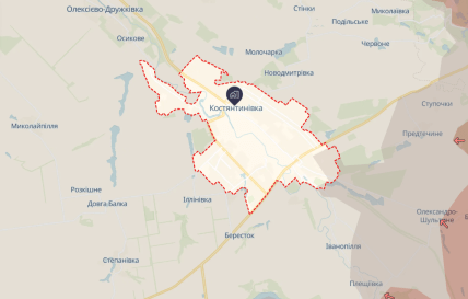 Костянтинівка Донецької області на карті DeepState 18 грудня 2025