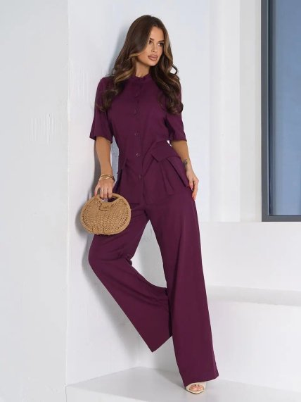Брючний костюм бордо