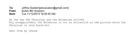 Сообщение Сулейема к Эпштейну. Скриншот из файлов