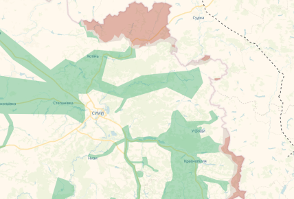 Карта, де йдуть бої в Сумській області 03.04.2026