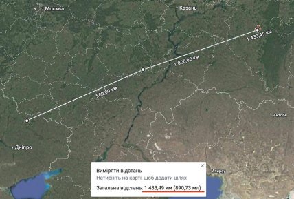 Расстояние от Уфы до Украины
