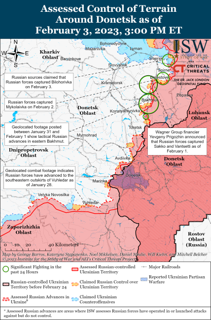 Карта боїв на Донбасі 4 лютого