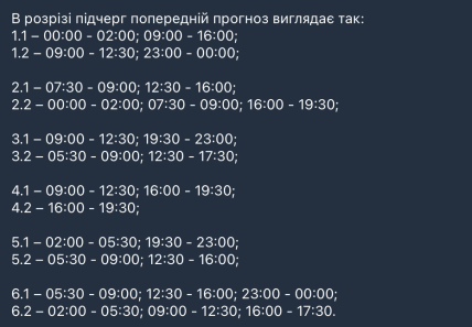 Графики отключений в Николаевской области 9 января