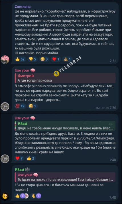 Комментарии о действиях против неправильной парковки