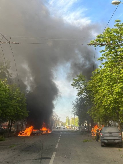 Пожары в Краматорске после удара РФ