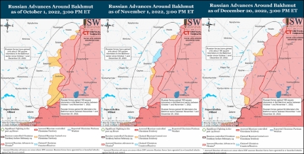 Карта просування росіян під Бахмутом з 1 жовтня