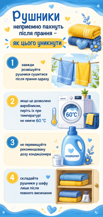 Как избежать неприятного запаха полотенец