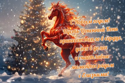 картинка с новым годом 2026 лошадь