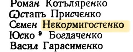 Прізвище Некормигостенко