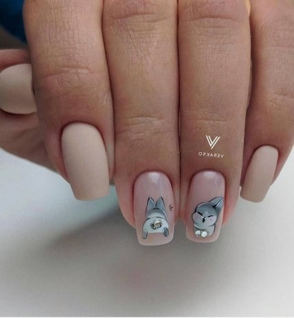 Ніжний манікюр із кроликом на Новий рік 2023