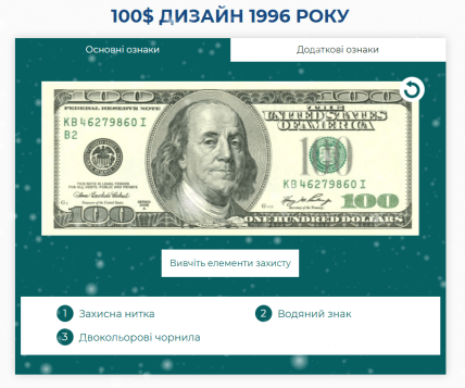 Купюра 100 долларов 1996 года выпуска