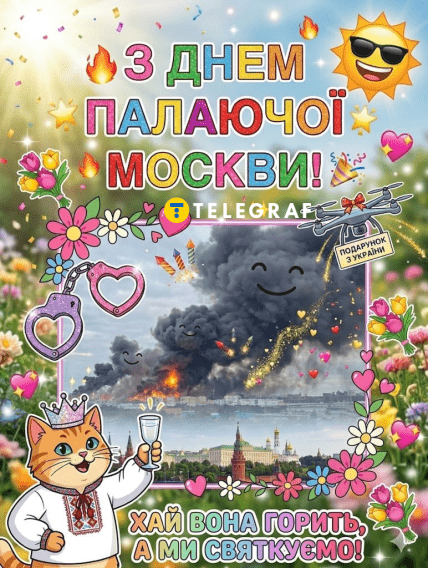 Открытка о пожаре в Москве