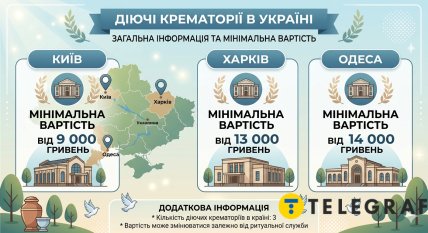 Кремация в Украине – стоимость. Инфографика создана ИИ