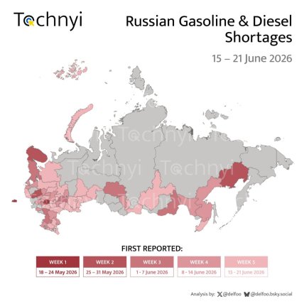Регионы России, где есть дефицит топлива - карта Станимира Добрева