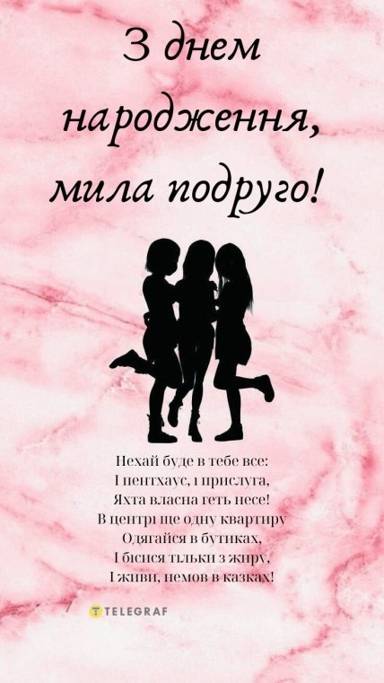 Листівка подружці на день народження