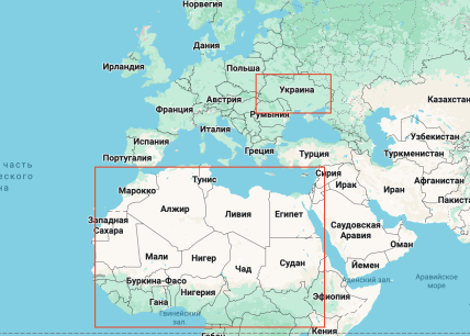 Україна та Африка на карті