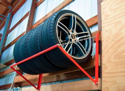 Автомобільні колеса на підставці