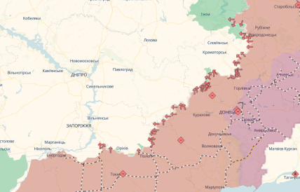 Карта, где идут бои в Запорожской и Донецкой областях 19.01.2026